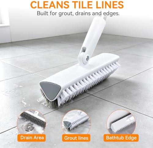 Scrub Brush with Long Handle, Extends to 55 in, Pivoting Triangle Head - Image 5