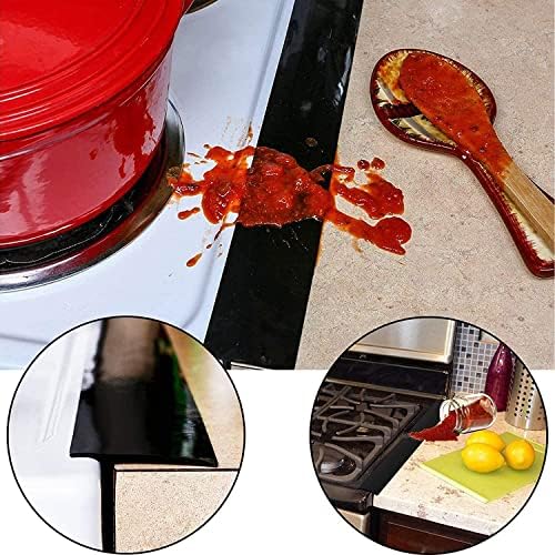 Stove Covers, Gas Stove Liners, MSDADA 8 Pcs Black 10.6" x 10.6" Gas Stove Protectors with 2 Pcs Black 25” Stove Gap Covers, 0.2 mm Double Thickness, Reusable, Non-Stick, Easy to Clean - Image 4