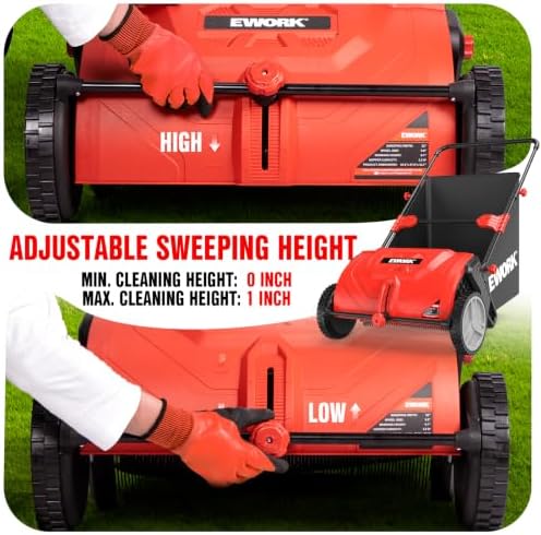 EWORK Push Lawn Sweeper 26-Inch with 3.5 cu.ft. Hopper Bag for Yard Clean - Image 4