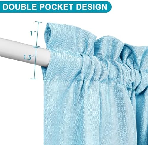 Hiasan French Door Curtains Privacy, Sky Blue, 24W x 40L, 1 Panel - Image 3