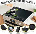NYZE Stove Top Cover for Electric/Glass Stove, Flat Top Cooktop Protector, Electric Cooktop Cover, Extra Counter Space for Kitchen (White Orchid Stacked Stones) - Image 2
