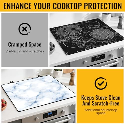 Stove Top Cover for Electric Stove,Glass Stove Top Cover, Heat Resistant Glass Cooktop Cover, Stovetop Protector, Kitchen Decor, Dish Drying Mats Cover for Ceramic Washer Top 28.5x20.5 inch - Image 4