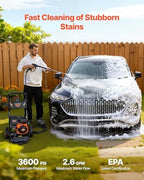 VEVOR Gas Pressure Washer, 3600 PSI 2.6 GPM, Gas Powered Pressure Washer with Copper Pump, Spray Gun and Extension Wand, 5 Quick Connect Nozzles, for Cleaning Cars, Homes, Driveways, Patios - Image 3
