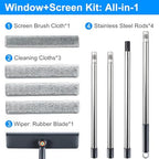 3-in-1 Window Squeegee for Home - 60" Window Cleaning Kit with 3 Microfiber Cloths & Screen Brush, All-in-1 Cleaner Tool for Outdoor Windows, Glass Door & Screens, Lightweight & Easy Storage - Image 3