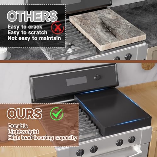 BJADE'S Stove Cover Board - 15"x22"x3" Gas/Electric Range Top Cover with Anti-Slip Feet, Kitchen Organizer & Noodle Board, Black Cooktop Protector for Counter Space Expansion - Image 6