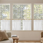 jinchan Pinch Pleated Linen Back Tab Tier Curtains, 26x24, White - Image 3