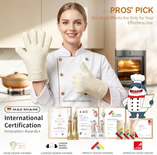 MAD SHARK Silicone Oven Mitts with Fingers Heat Resistant 450°F in Kitchen - Image 6