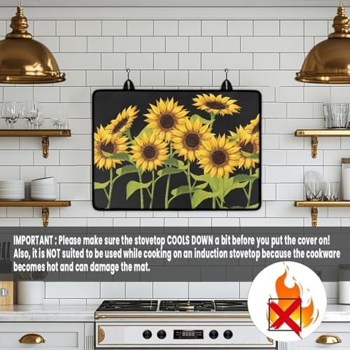 Wildflower Sunflower Print Stove Top Cover for Electric Stoves - Image 4