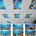 Wiooffen 6 Pcs Fluorescent Light Covers with 60 Magnets Decorative for Classroom Ceiling Light 4 x 2 Feet Magnetic Light Covers Filter Easy Install for Office Hospitals & Home (Ocean) by Wiooffen