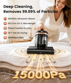 Mattress Vacuum Cleaner, 15Kpa Bed Vacuum Cleaner with UV-C Light Technology & Thermal Care, HEPA Filter & Ultrasonic, Versatile Handheld Vacuums Machine Deep Cleaner for Bed, Couch, Sofa, Crib - Image 2