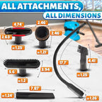 12 Pcs Universal Vacuum Attachments & Brushes Set – Vacuum Cleaner Attachments Universal 2 1/2" 1 1/4" with Soft Bristles – Durable PP, Multi-Purpose for Car, Home, Workshop Cleaning, Extended Reach - Image 2