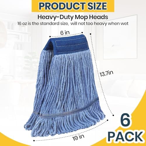 35 Qt Commercial Mop Bucket with Side Press Wringer on Wheels, Industrial Mop and Bucket Set with 6 Heavy Duty Mop Heads, Rectangular Janitorial Supplies for Restaurant, Hotel, School, Office & Home - Image 4