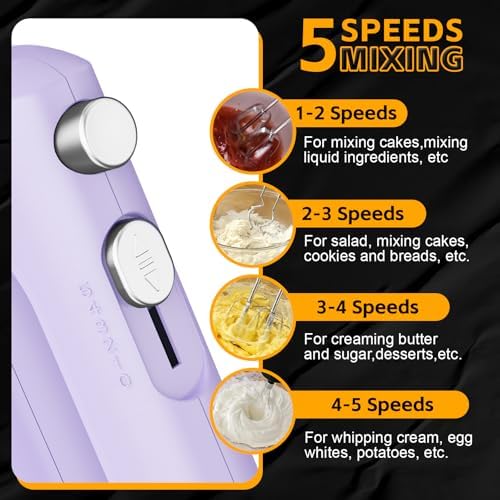 Lord Eagle 5-Speed Hand Mixer Electric With 4 Mixing Bowls Set - Image 6