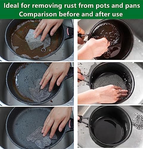 Cast Iron Cleaner & Chainmail Skillet Scrubber - 36''x36'' 3.8mm Small Ring, 316L Stainless Steel Interlocking Mesh Sheet, Flexible Chainmail Panel, Fine Linked Ring Fabric, Woven Ring Net - Image 2