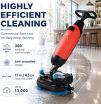 Cordless Floor Scrubber For Small Commercial Spaces,17In 140aw Walk-Behind Cleaning Machine W/360° Rotation Dual Brush/Squeegee Width 430mm-For Offices,Restaurants, Salons Retail Stores Grey - Image 2
