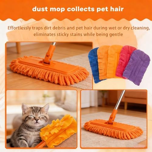 Chenille Duster Replacement Heads, Reusable Chenille Microfiber Dust Duster with Removable Washable Cloth Covers, 360° Electrostatic Duster Refills for Multi-Surface Efficient Home Cleaning (6PC) - Image 6