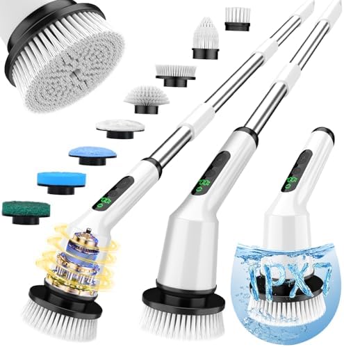 Electric Spin Scrubber for Bathroom, Shower Scrubber with Long Handle by CTMAST