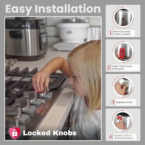 Mom's Choice Award Stove Knob Locks | 5-Pack Silicone Child Safety Lock Set - Image 2