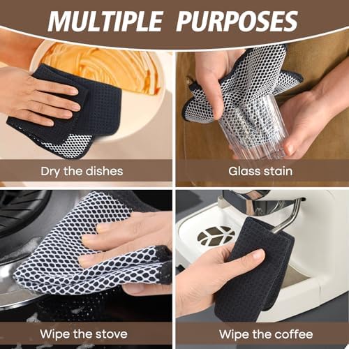 KinHwa Dish Cloths for Washing Dishes with Scrub Side, Microfiber Dish Rags - Image 2