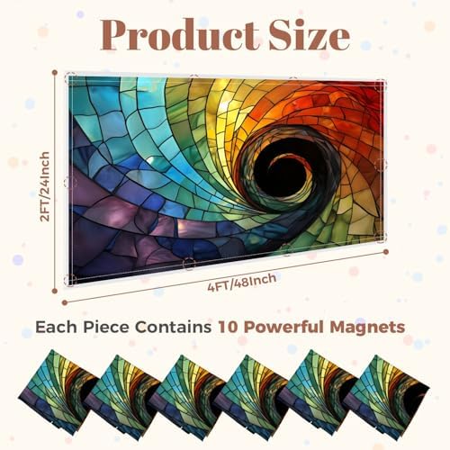 6 Pcs Fluorescent Light Covers for Ceiling Lights Colorful stained glass spiral Magnetic Decorative Shade Filters 4x2 ft for Classroom Office Hospital Decor - Image 2