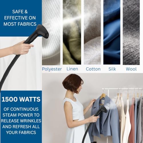 SALAV GS18-DJ Standing Garment Steamer with Smart Auto-Off, Wheels for Easy Movement, 1.8L Water Tank for 1hr Continuous Steaming, Adjustable Pole for Storage, with Descaler Packet, 1500 watts - Image 6