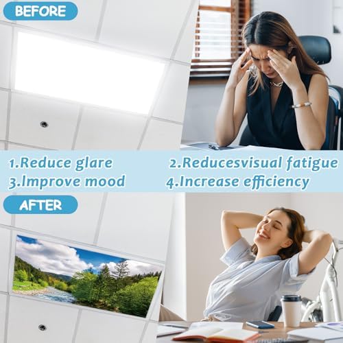 8 Pack Fluorescent Light Covers with 80 Magnets Decorative for Classroom Ceiling Light 4 x 2 Ft Magnetic Light Covers Filter Easy Install for Office School Hospital Drop Ceiling Supply(Mountain River) - Image 4