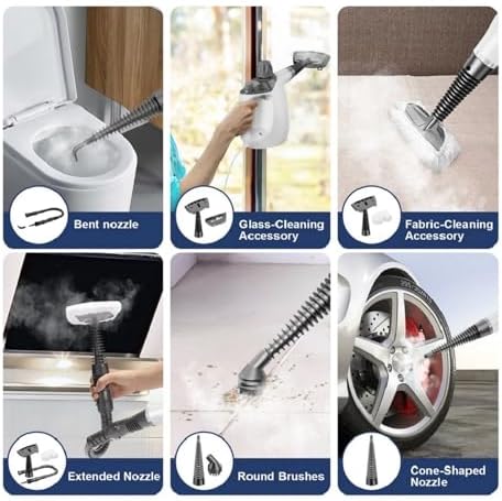 TICYACK Handheld Steam Cleaner, 500ML & Continuous Steam, 16 PCS, White - Image 6