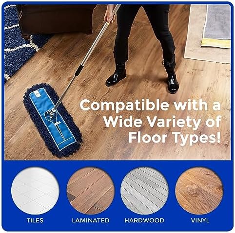 Nine Forty 36" Premium Nylon Dust Mop- Heavy Duty Mop Head for Industrial, Commercial, and Residential Cleaning - Dry Floor Duster for Hardwood Surfaces and Commercial Applications - Blue - Image 3