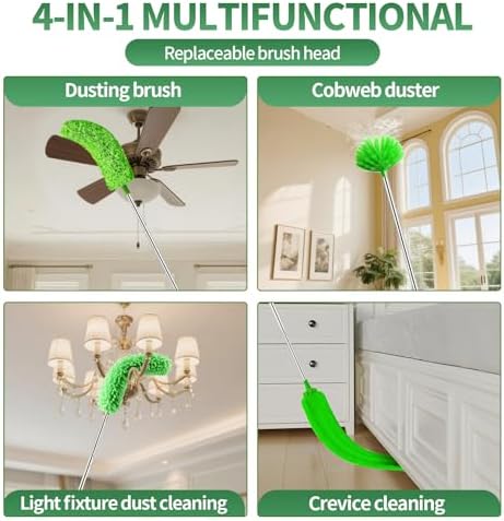 dusters for Cleaning extendable Long Handle，Webster Cobweb Duster with Extension Pole，Spider Web Remover Brush with Pole，Outdoor Web Cleaner Outside for use on Ceilings, cabinets, Walls, Light - Image 2