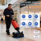 Commercial Electric Floor Scrubber Tile Polisher,Carpet Extractor Power Scrub Brush,360°Rotating,Self-Propelled,Convenient Cordless,for Tile,Hard Floor Cleaning Red - Image 2