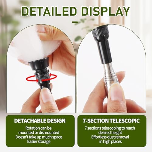 Extendable Lambswool Duster 25-64" Retractable Telescopic Handle Removable Head Multi-Surface Cleaning Tool for Ceiling Fans, Windows, High Walls, and Hard-to-Reach Areas (2pcs) - Image 4