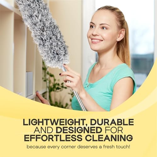 Microfiber Feather Duster with Extension Pole 100 Inches, (8 PCS), Cleaning Brush, Dusters for Cleaning High Ceilings, Cobwebs, Blinds, Cars, Reusable, Washable, Extendable, Ceiling Fan Cleaner Duster - Image 2