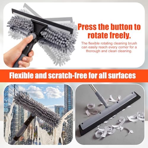 30 Feet High Reach Duster Kit with 2-24 ft Extension Pole for Fans, Gray - Image 5