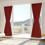 Vatge Sunlight Blocking French Door Curtain with Magic Tape - Self Adhesive Sidelight Curtains for Front Door, 1 Panel, W25 x L80, Christmas Red by Vatge