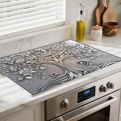 Heat-resistant Stove Top Cover - 28.5" X 20.5" Cooktop Protector Covers, Scratch-resistant Washable Pad Kitchen Countertop Mat (Fog, 30" x 21") by BSFHH