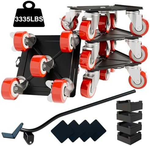 Furniture-Dolly-Furniture-Movers-with-5-Wheels, Furniture Sliders Large Size Carbon Steel Panel Lifter Tool for Moving Heavy Furniture, Furniture Dollies with 2 Brakes, Max Capacity 3335 Ibs by KAZBFDUBGivesLovetoFamily