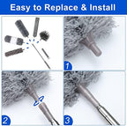 Microfiber Duster Kit (11PCS) - Washable Dusters with Extension Pole (30 to 100 in) for Cleaning Ceilings, Fans, Furniture - Image 4