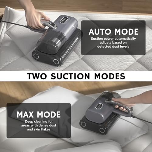 AIRTHEREAL M1 Mattress Vacuum Cleaner, 6 in 1 Bed Vacuum with High-Frequency Vibration - 80,000 RPM Dual Brushroll Rotation, UV-C Light, 14Kpa Suction, Dust Sensor, Ultrasonic and Heating Tech - Image 6