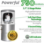 OVO 700 Airwatts Large and Powerful Central Vacuum System, Hybrid Filtration (with or Without Disposable Bags) 25L or 6.6 Gal, 35ft Carpet Deluxe Accessory Kit Included - Image 3