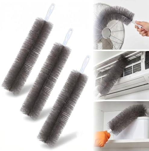 Bendable Microfiber Head, Fan Cleaner Brush, Reusable Fan Brush Cobweb Duster Microfiber Duster Ideal for Ceiling Duster, Household Duster Curtains，Fan Cleaner for Box Fan (Gray-3Pcs) by BNGXR