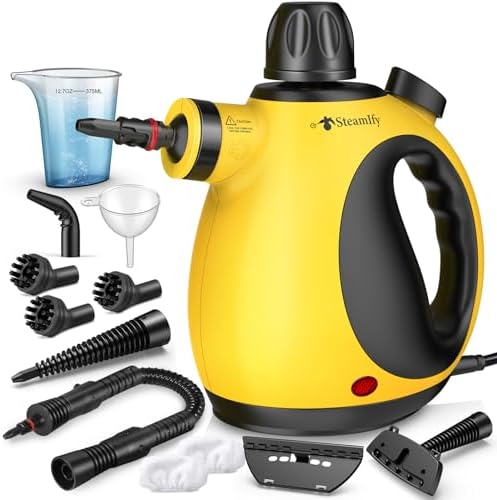 STEAMIFY Pressurized Handheld Steam Cleaner for Home, Multi-Surface Steamer with 12 Accessories, 12.8oz Natural Steamer for Cleaning Car, Bathroom, Shower, Upholstery, Grout, Window, Grease by SIMPLIFYYOUSTEAMCLENING