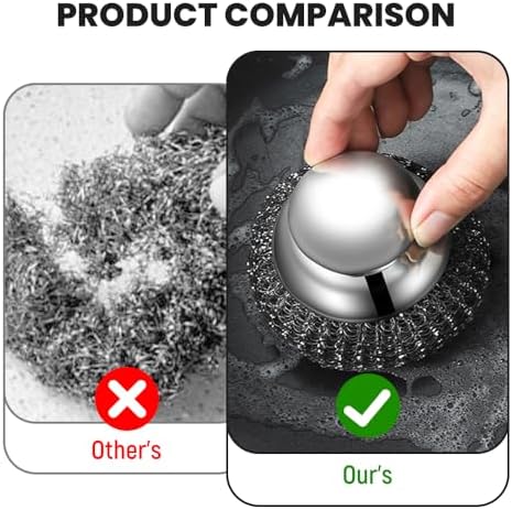 Steel Wool Scrubber with Handle, Upgrade Heavy Duty Stainless Steel Dish Scrubber for Cleaning Dishes, Iron Pots, Stoves, Kitchen Sink (1 pcs) - Image 5