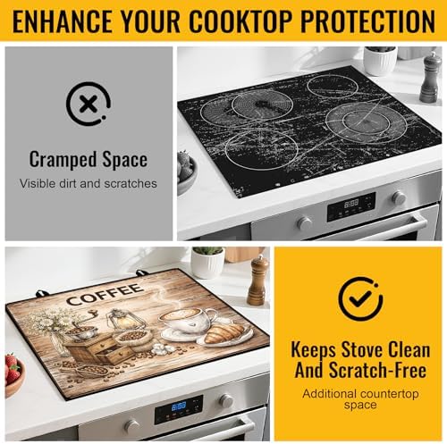 NYZE Stove Top Covers for Electric Stove for Kitchen (Retro Wood Coffee) - Image 4