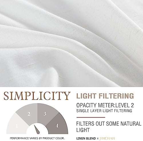 jinchan Kitchen Curtains Linen Tier Curtains 45 Inch Farmhouse Cafe Drapes for Small Window Flax Country Rustic Rod Pocket Bathroom Laundry Room RV Light Filtering 2 Panels White - Image 3