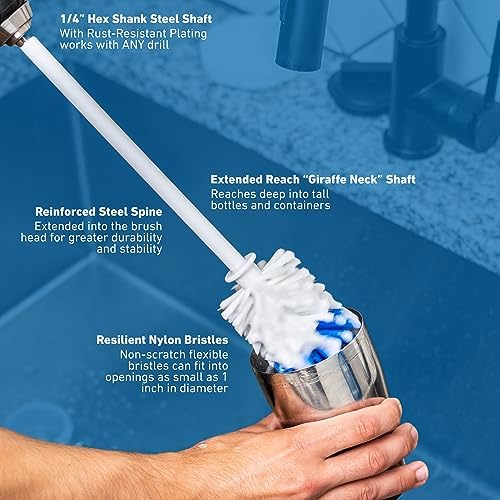 RotoScrub Bottle Brush - Drill Accessory - Clean Water Bottles, Coffee Mugs, Cups, Pots, Glasses, Jars, Blenders & Pitchers - Image 3