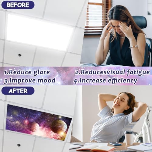 8 Pack Fluorescent Light Covers with 80 Magnets Decorative for Classroom Ceiling Light 4 x 2 Feet Magnetic Light Covers Filter Easy Install for Office Hospitals & Home Drop Ceiling Supplies(Planet ) - Image 3