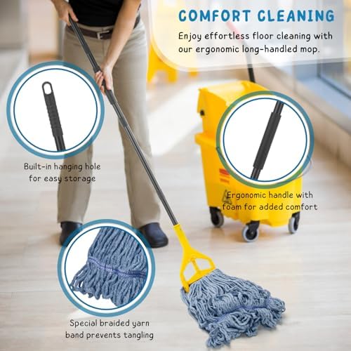 Commercial Mop for Floor Cleaning, 59'' Heavy Duty Industrial Cotton Mops - Image 5