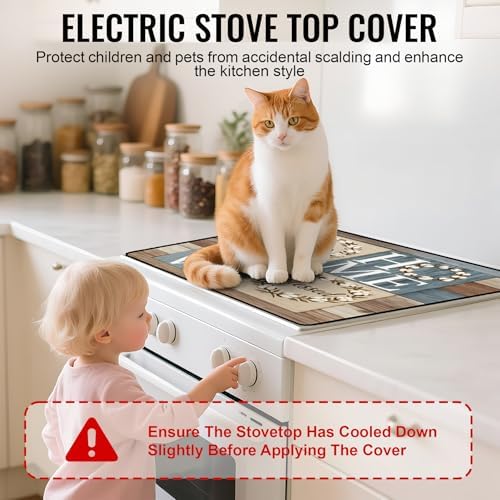 NYZE Stove Top Cover for Electric/Glass Stove, Flat Top Cooktop Protector, Electric Cooktop Cover, Extra Counter Space for Kitchen (HOME LOVE) - Image 4