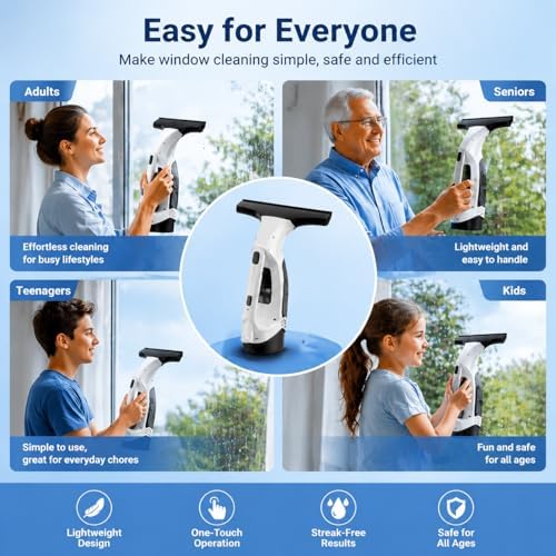 Window Vacuum Cleaner Electric Squeegee Cordless Glass Cleaner Tool Handheld Power Scraper with 28cm Blade for Window Shower Car - Image 7