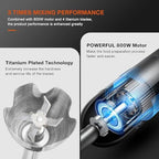 MEGAWISE 3-in-1 Immersion Hand Blender, 12 Speeds, Titanium Blades, Black - Image 4